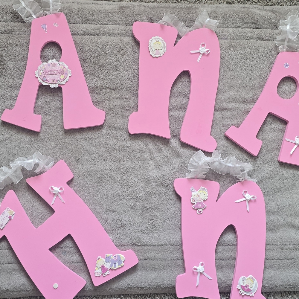 Pink Decorative Letters with Ribbons - Picture 2 of 6